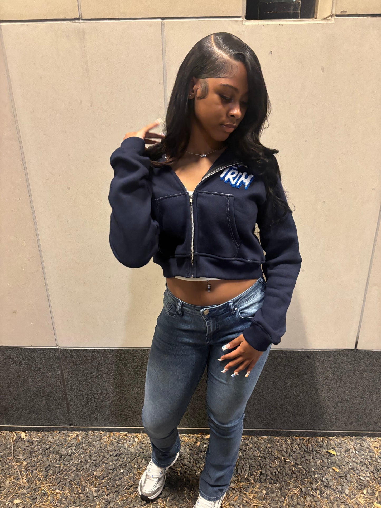 Women cropped jacket(blue)