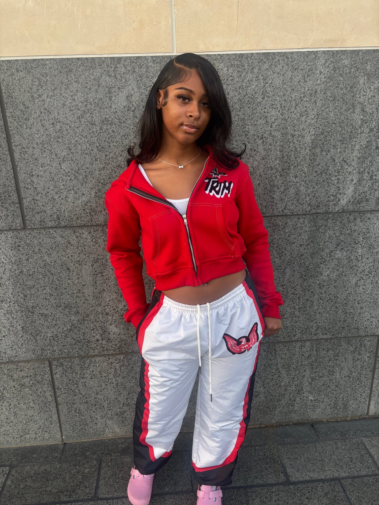 Women cropped jacket(red)