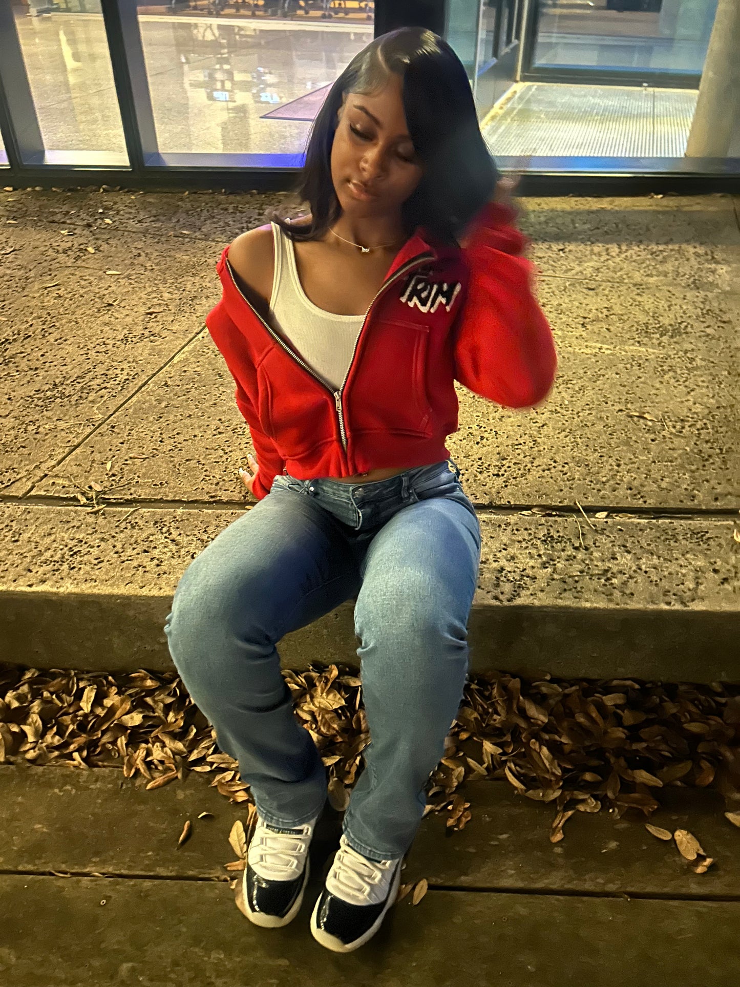 Women cropped jacket(red)