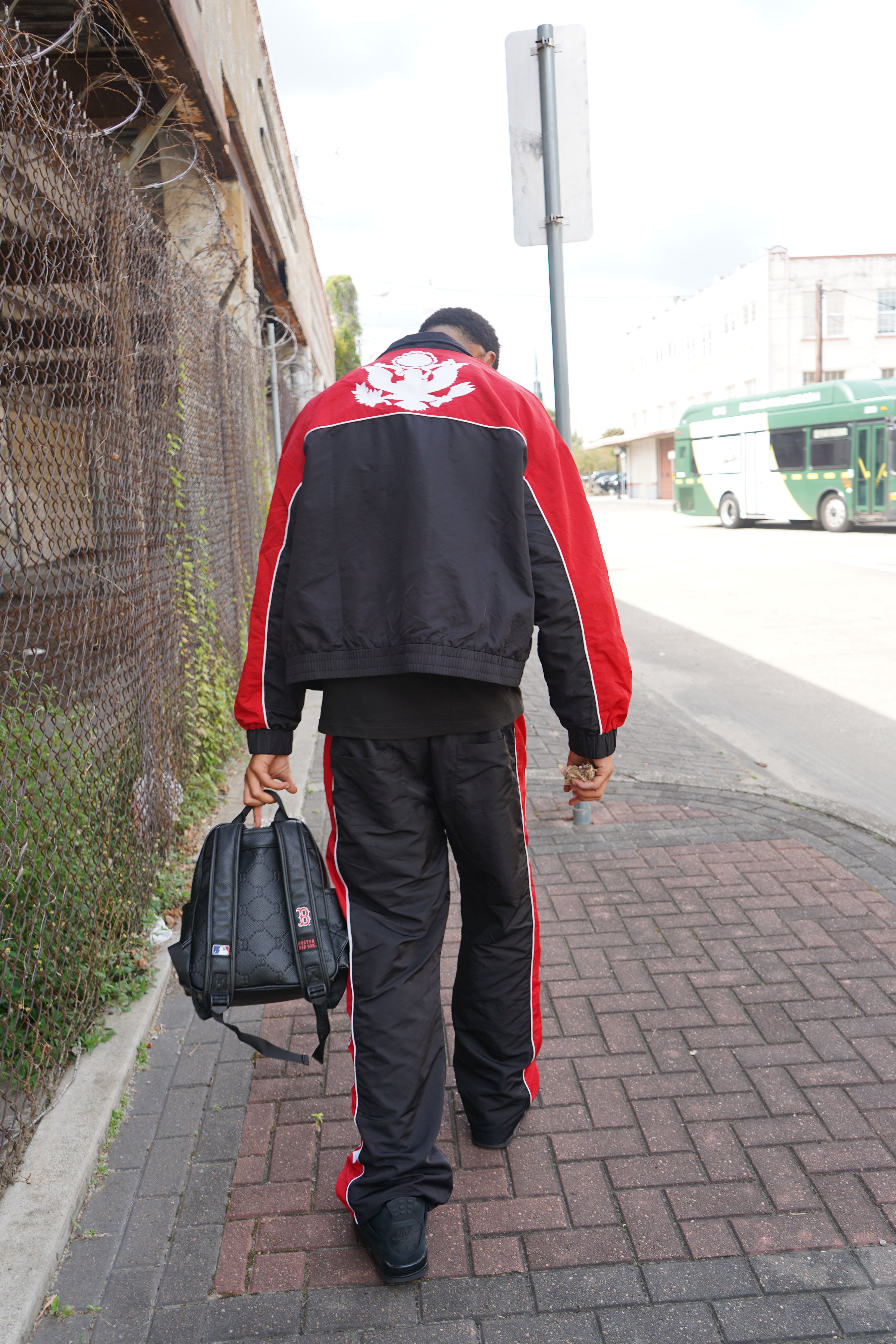 Black and red tracksuit