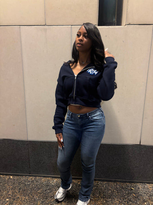 Women cropped jacket(blue)