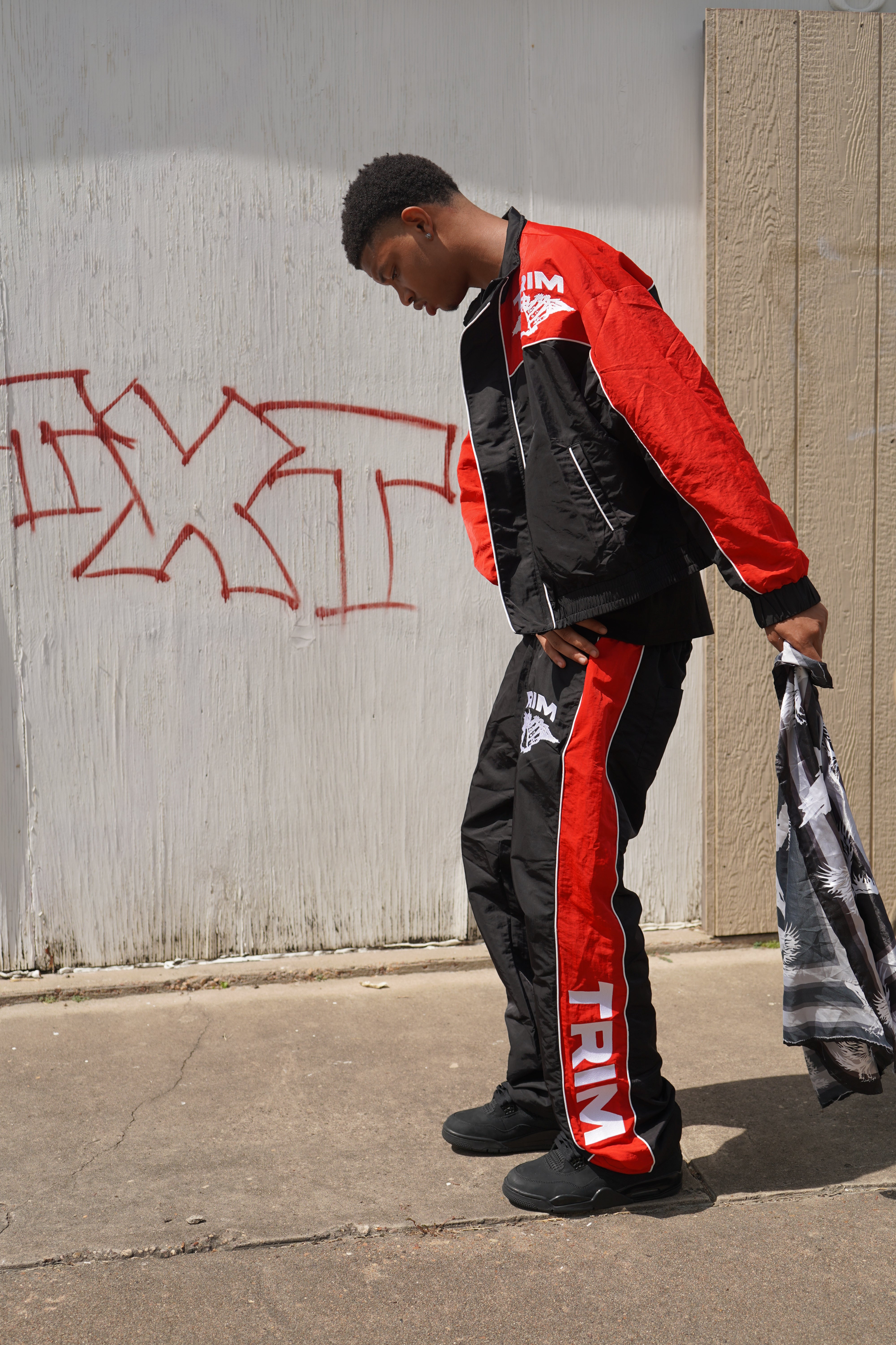 Black and red tracksuit